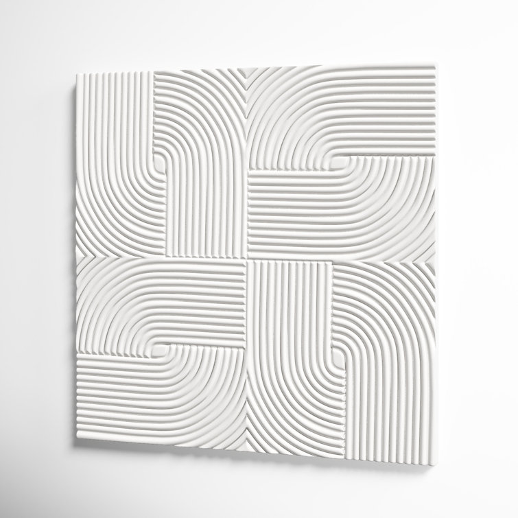 48'' White Geometric Wood Square Wall Art