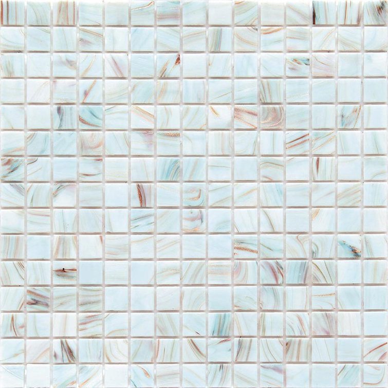 Celestial 12" x 12" Pastel Blue Iridescent Glass Mosaic Tile