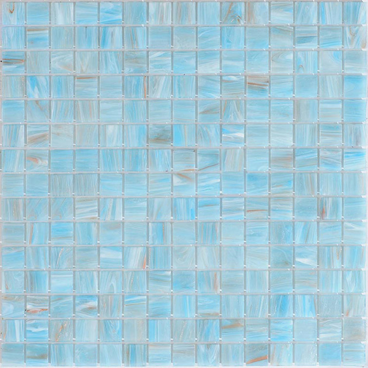 Celestial Light Blue Polished Glass Mosaic Tile 12" x 12"