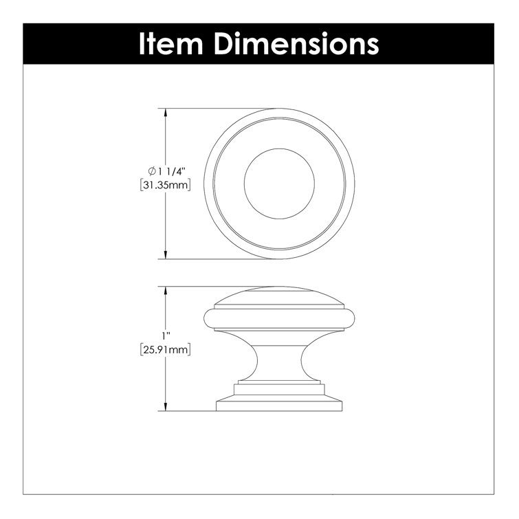 Williamsburg Black Matte Round Mushroom Cabinet Knob