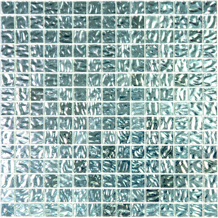 Silver 12'' x 12'' Glossy Glass Mosaic Wall and Floor Tile