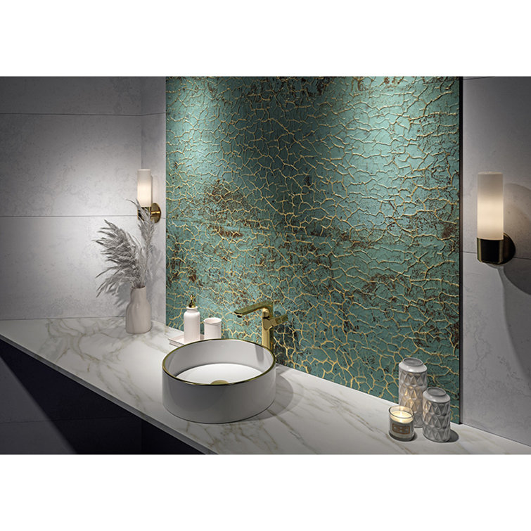 Viridian Green Gold Vein Large Ceramic Wall Tile
