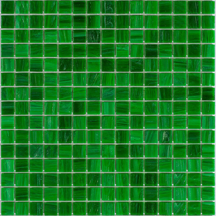 Kelly Green 12" x 12" Glossy Glass Mosaic Tile