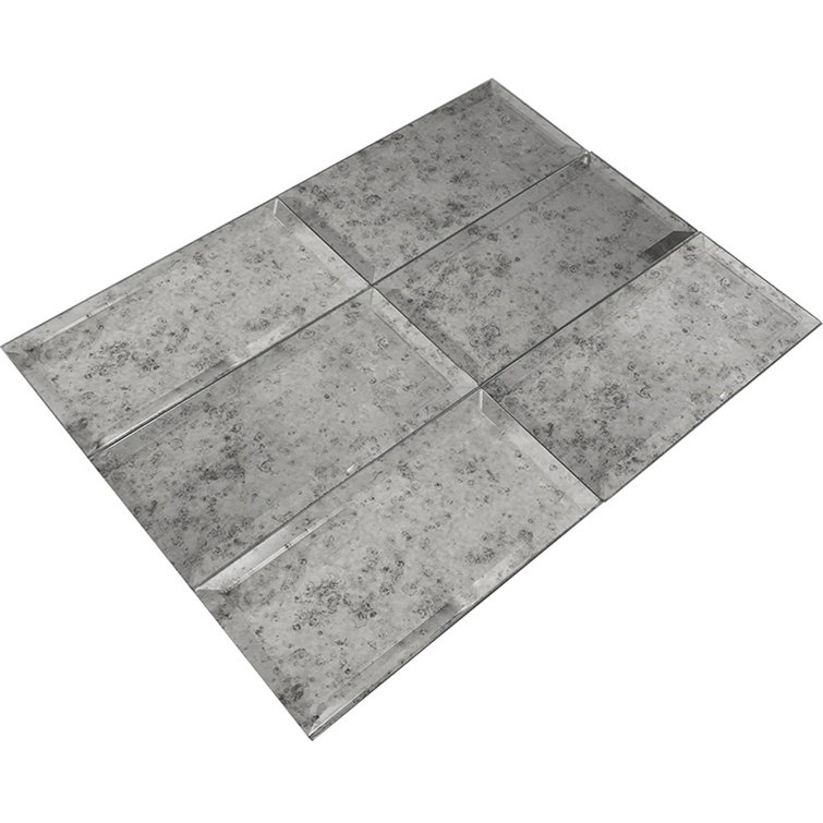 Glister 3" x 6" Polished Antique Silver Glass Subway Tile