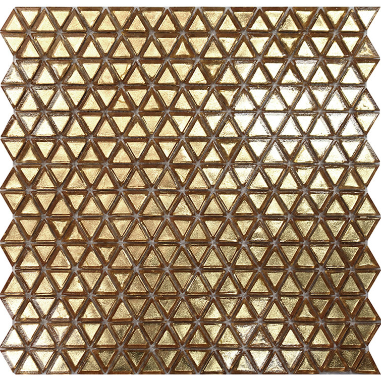 Majeste 12" x 12" Glossy Gold Glass Triangle Tile