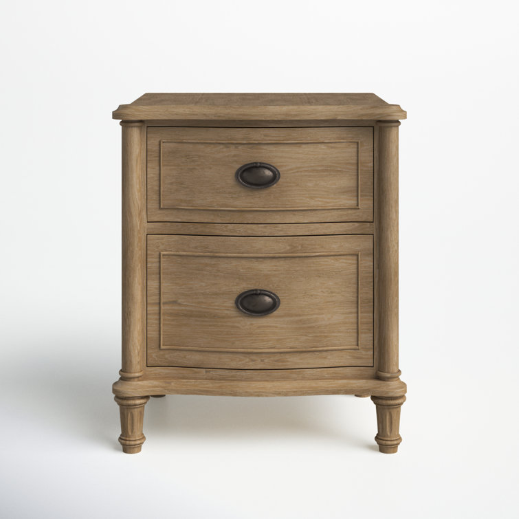 Devon Traditional Brown Wood 2-Drawer Nightstand
