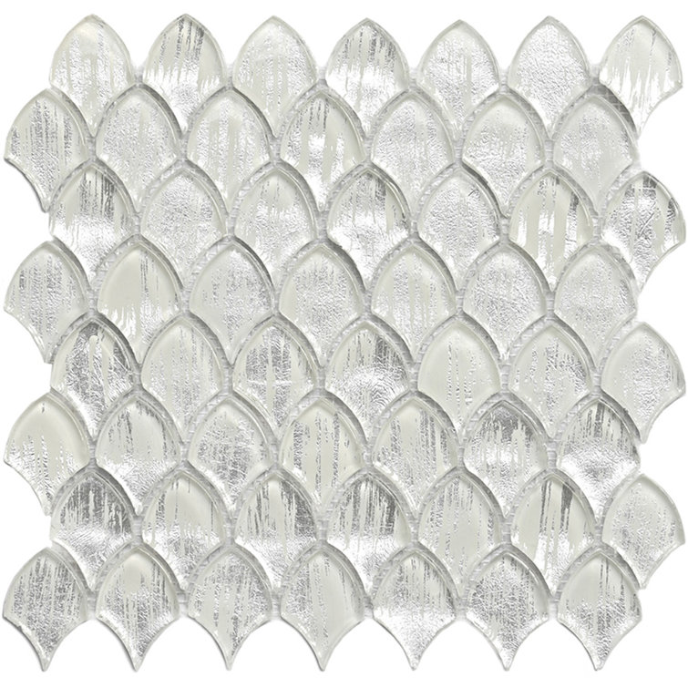 Majeste Silver Glass Fish Scale Mosaic Tile