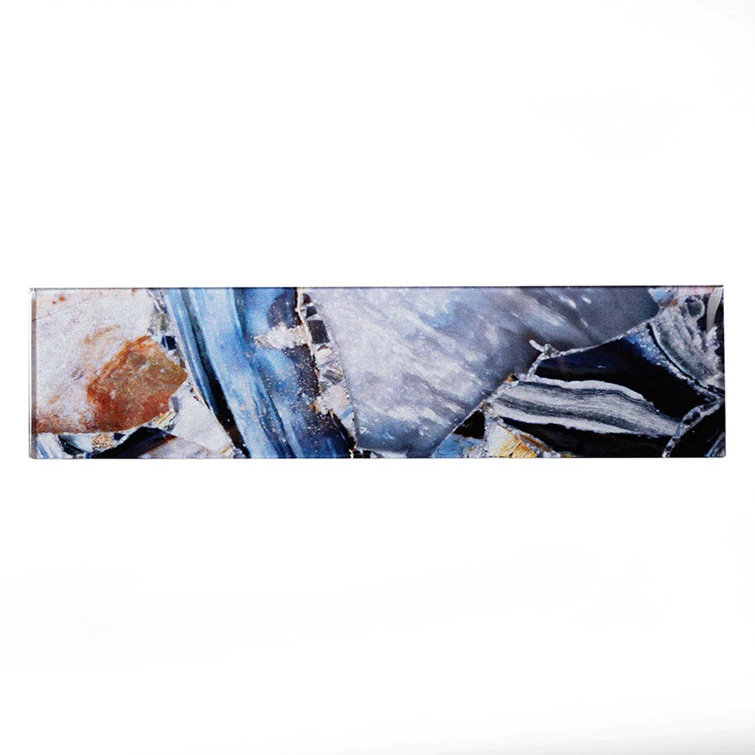 Carnelian 3" x 12" Glossy Brown and Blue Glass Subway Tile
