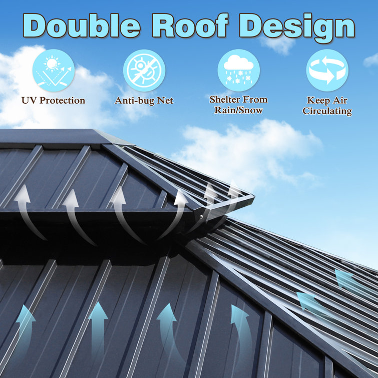 VEIKOUS 20'x12' Double Roof Hardtop Aluminum Patio Gazebo
