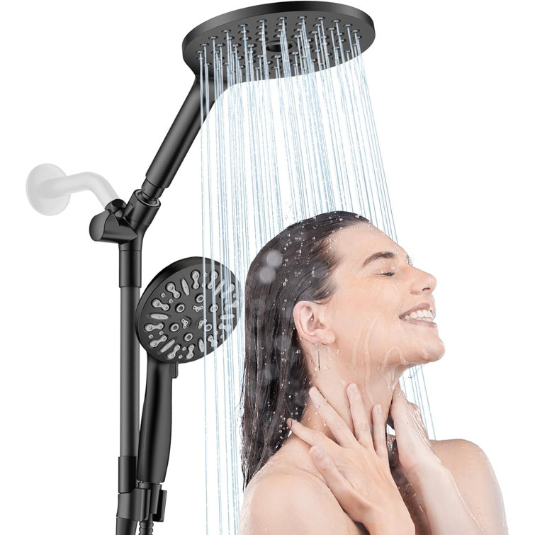 Matte Black Dual Rainfall Shower Head with Handheld Spray