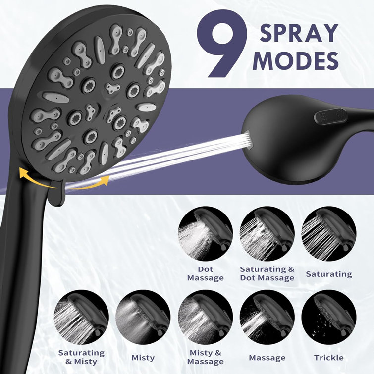 Matte Black Dual Rainfall Shower Head with Handheld Spray