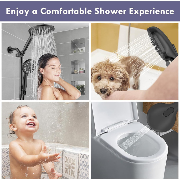 Matte Black Dual Rainfall Shower Head with Handheld Spray