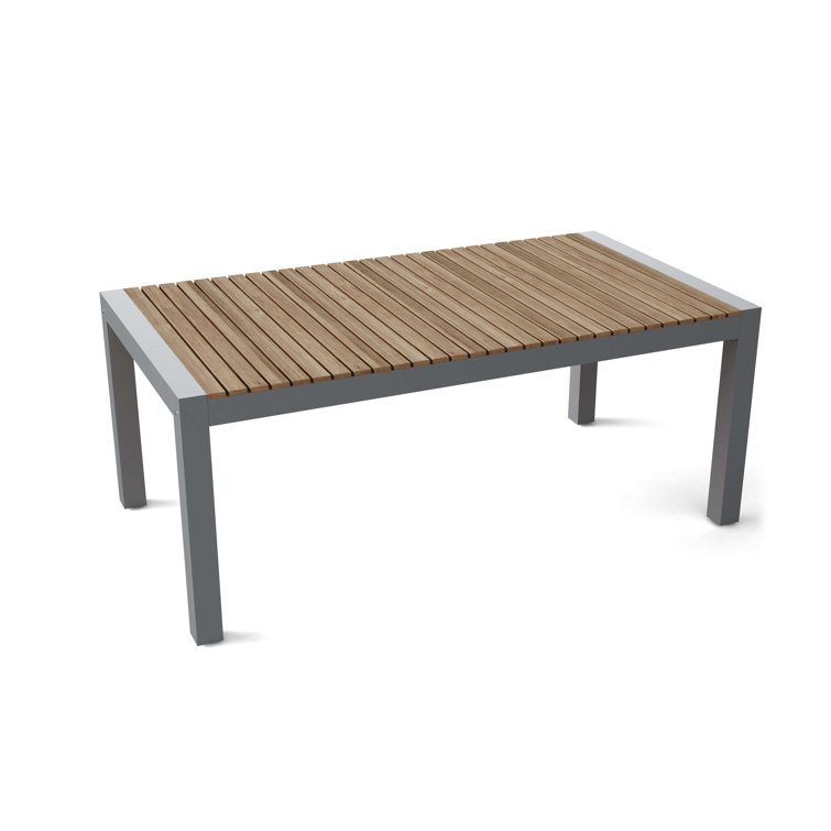 Seville 70'' Natural Teak and Gray Aluminum Outdoor Dining Table