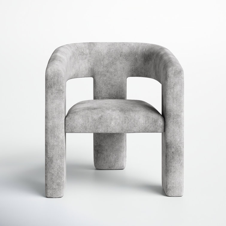 Gray Velvet Barrel Chair with Round Arms