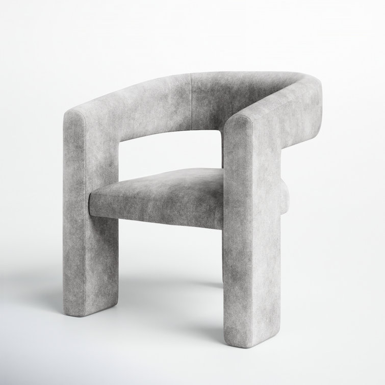 Gray Velvet Barrel Chair with Round Arms