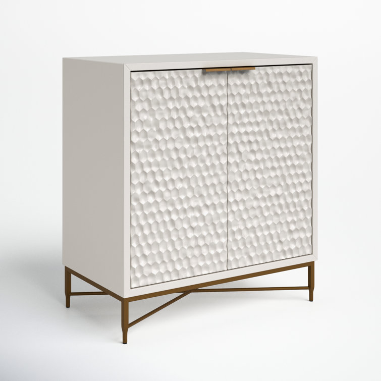 Pearl White Mahogany 32'' Bar Cabinet with Gold Accents