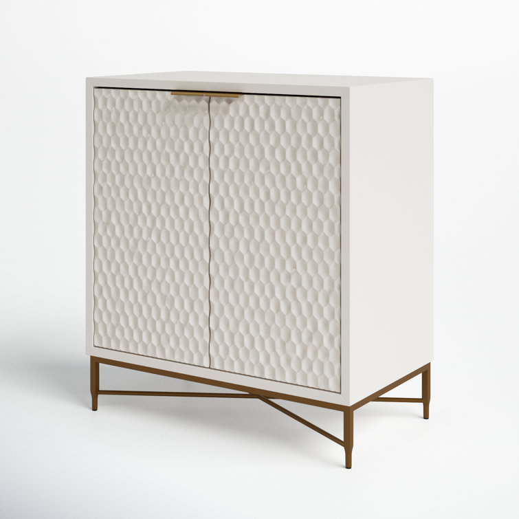 Pearl White Mahogany 32'' Bar Cabinet with Gold Accents
