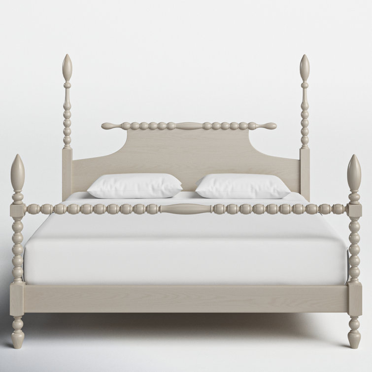 Beckett Natural King Poster Bed with Wood Frame and Headboard