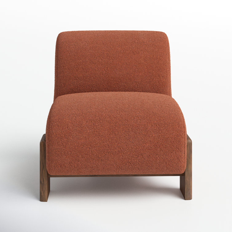 Burnt Orange Curved Wood Frame Slipper Chair