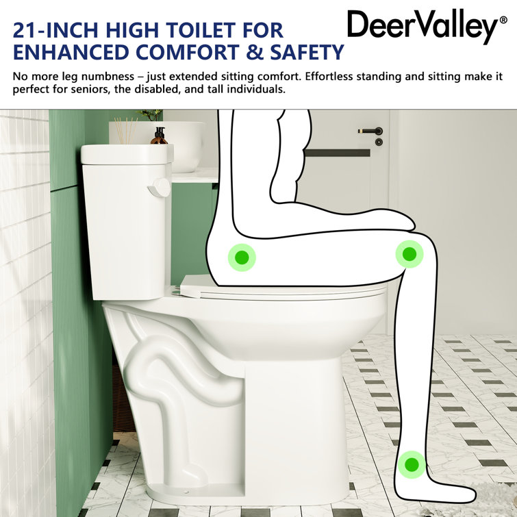 21-Inch White Ceramic Elongated High Efficiency Toilet