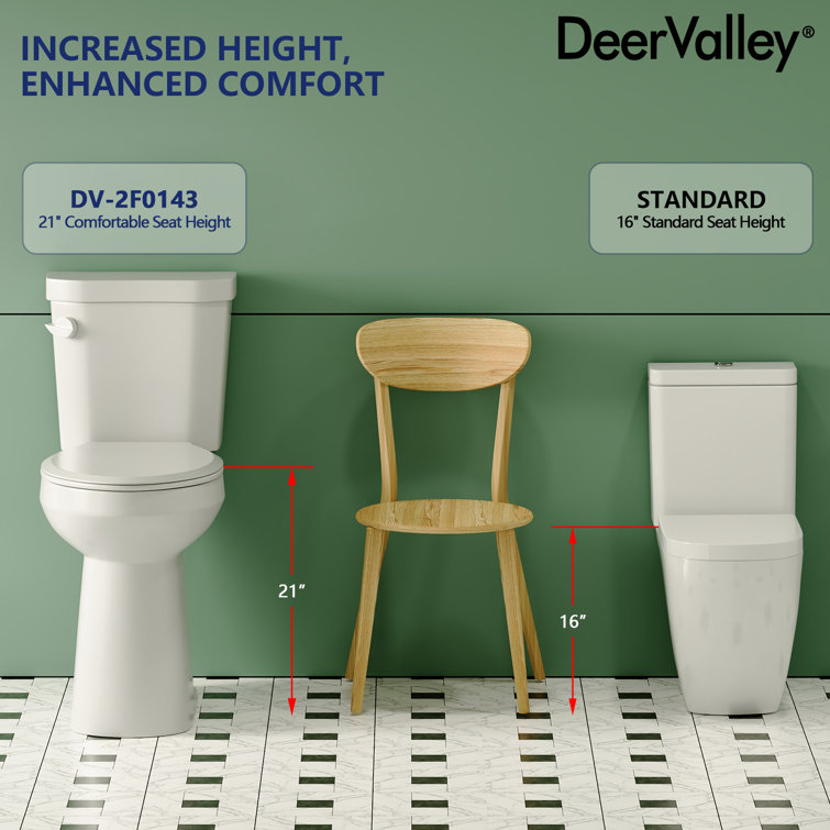 21-Inch White Ceramic Elongated High Efficiency Toilet
