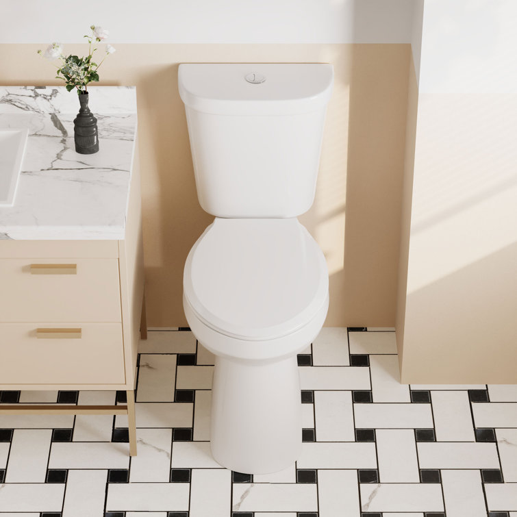 21'' White Ceramic Dual-Flush Elongated Two-Piece Toilet with Seat