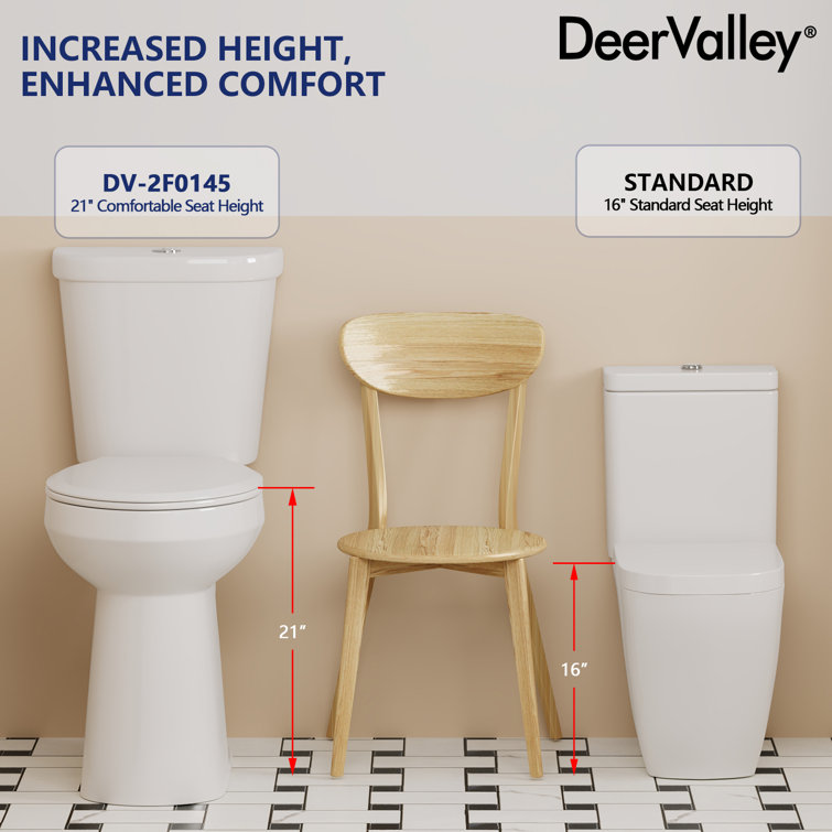 21'' White Ceramic Dual-Flush Elongated Two-Piece Toilet with Seat