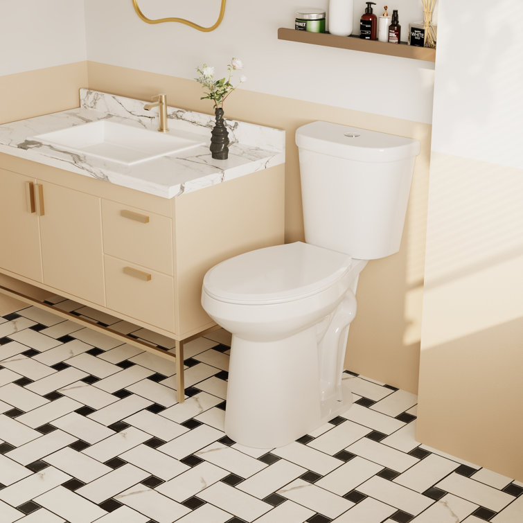 21'' White Ceramic Dual-Flush Elongated Two-Piece Toilet with Seat