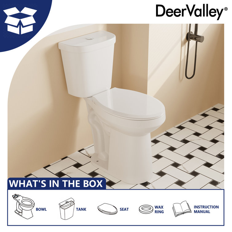 21'' White Ceramic Dual-Flush Elongated Two-Piece Toilet with Seat