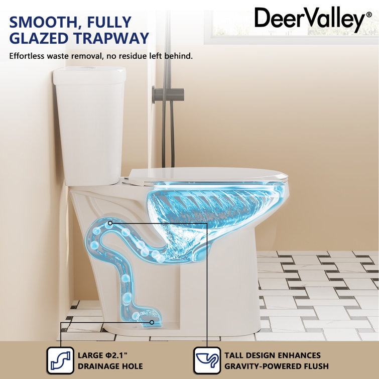 21'' White Ceramic Dual-Flush Elongated Two-Piece Toilet with Seat