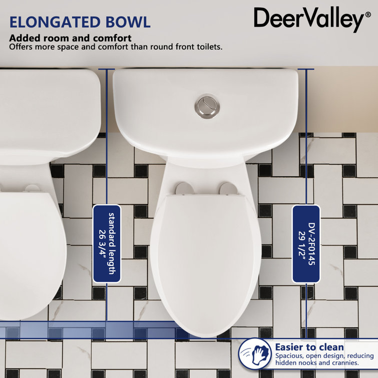 21'' White Ceramic Dual-Flush Elongated Two-Piece Toilet with Seat