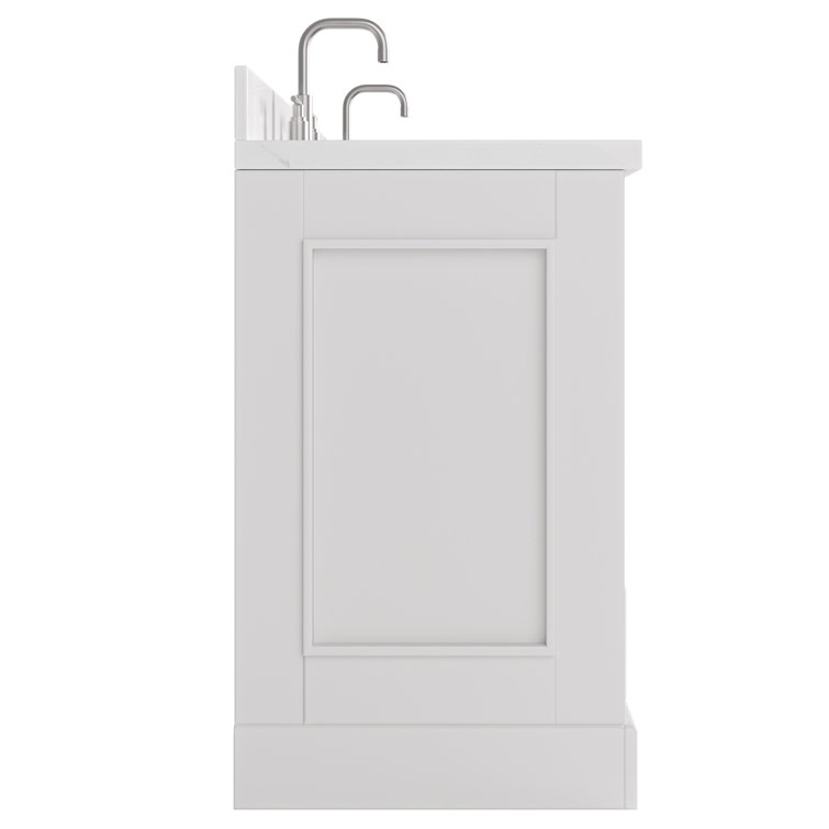 Stafford 72" White Double Vanity with Carrara Marble Top