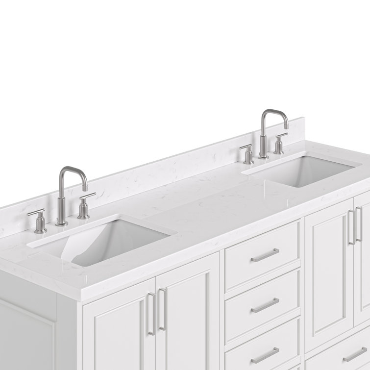 Stafford 72" White Double Vanity with Carrara Marble Top