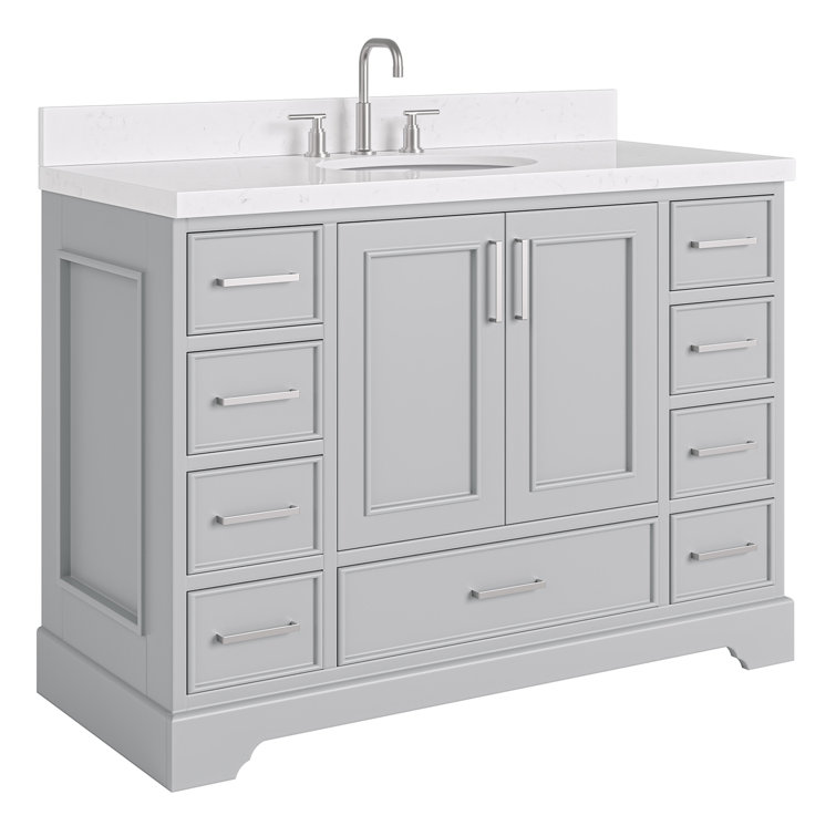 Stafford 48.25'' Gray Single Bathroom Vanity with Marble Top