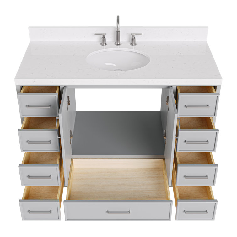 Stafford 48.25'' Gray Single Bathroom Vanity with Marble Top