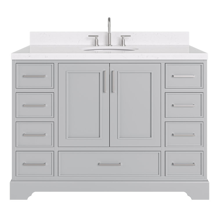 Stafford 48.25'' Gray Single Bathroom Vanity with Marble Top
