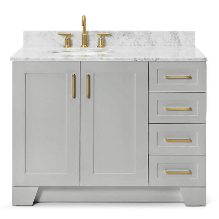Gray 43" Freestanding Single Basin Vanity with Marble Top