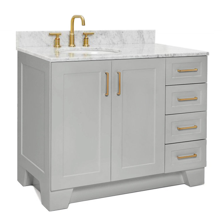 Gray 43" Freestanding Single Basin Vanity with Marble Top