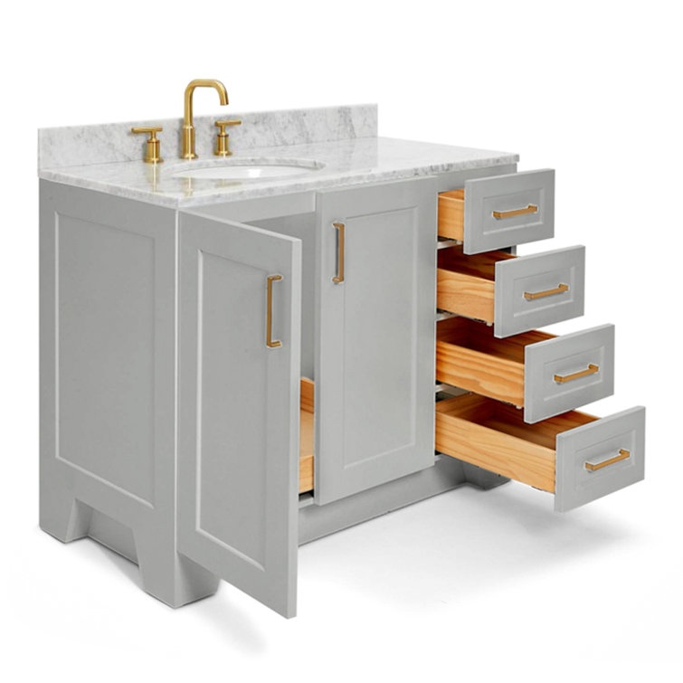 Gray 43" Freestanding Single Basin Vanity with Marble Top