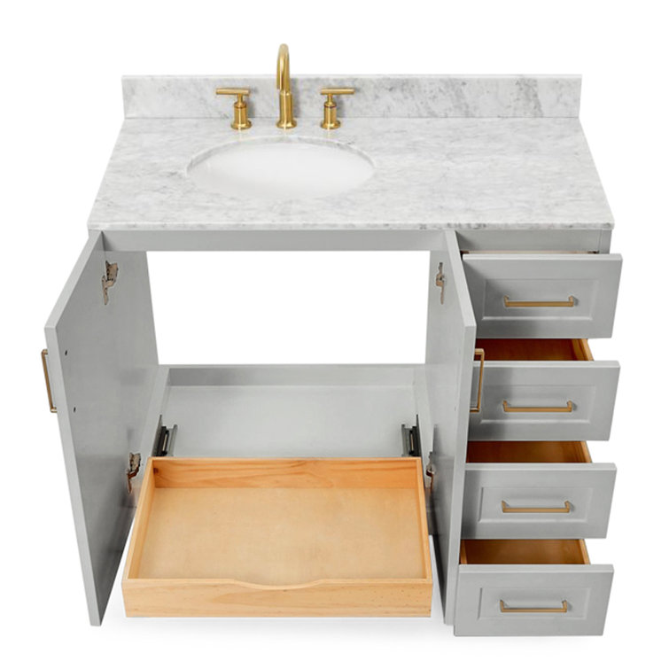 Gray 43" Freestanding Single Basin Vanity with Marble Top
