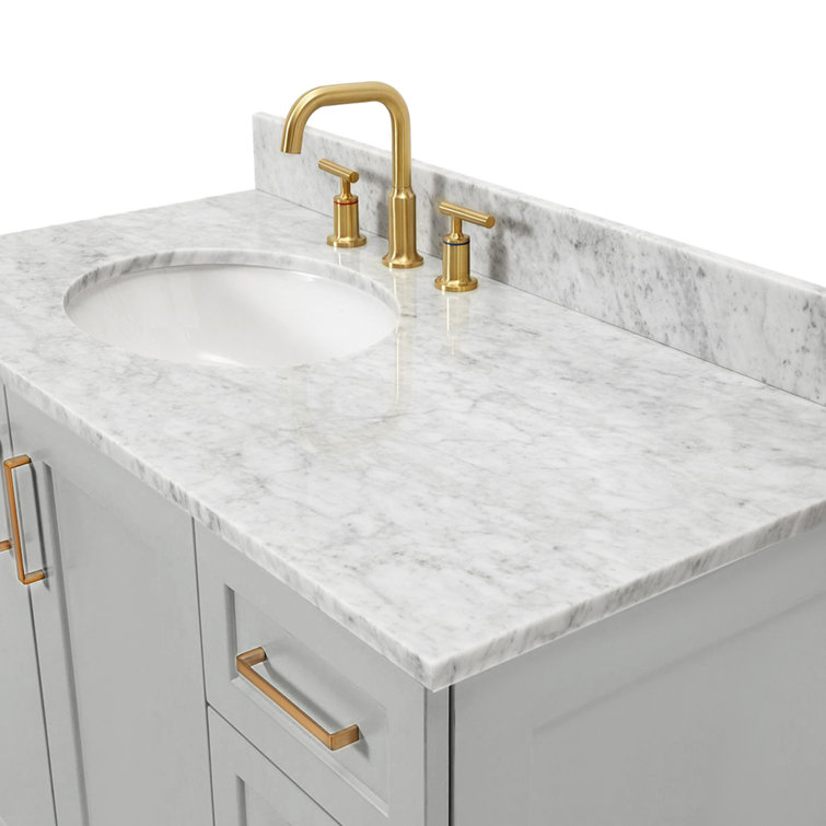Gray 43" Freestanding Single Basin Vanity with Marble Top