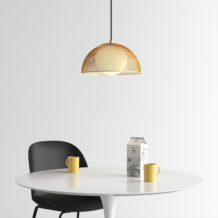 Gold Mesh Globe Pendant Light with Opal Matte Glass Shade