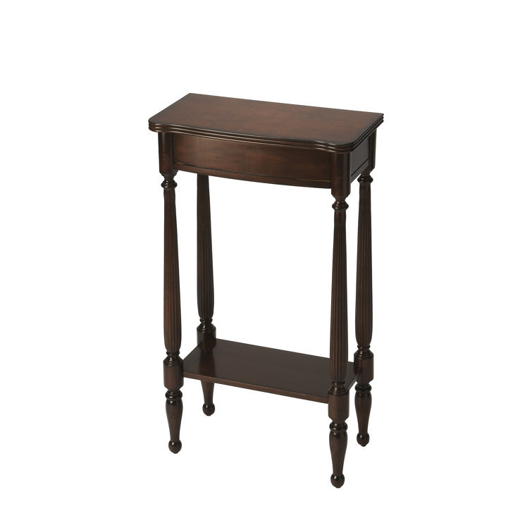 Cherry Wood Demilune Console Table with Storage