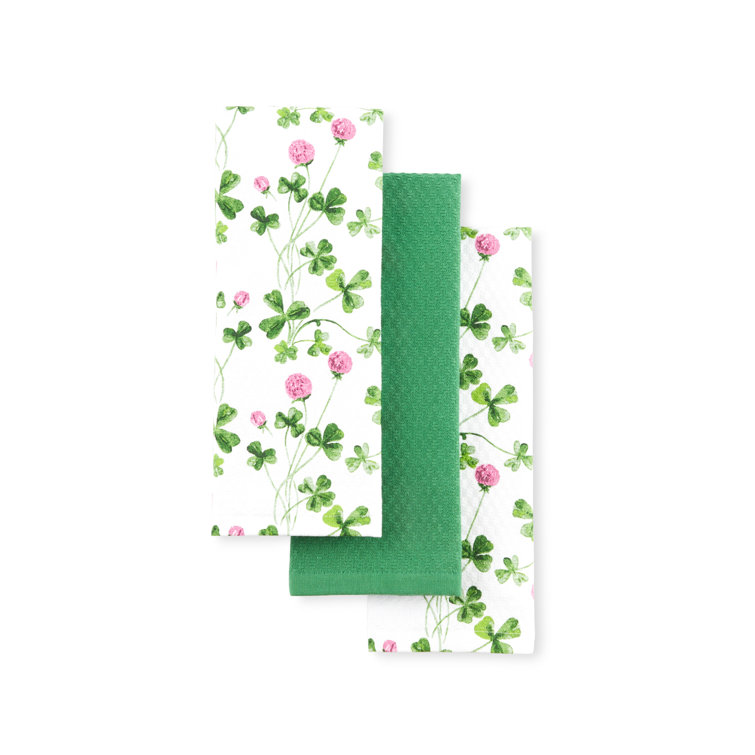 St. Patrick's Day Clover Meadow Cotton Kitchen Towel Set, 3-Pack