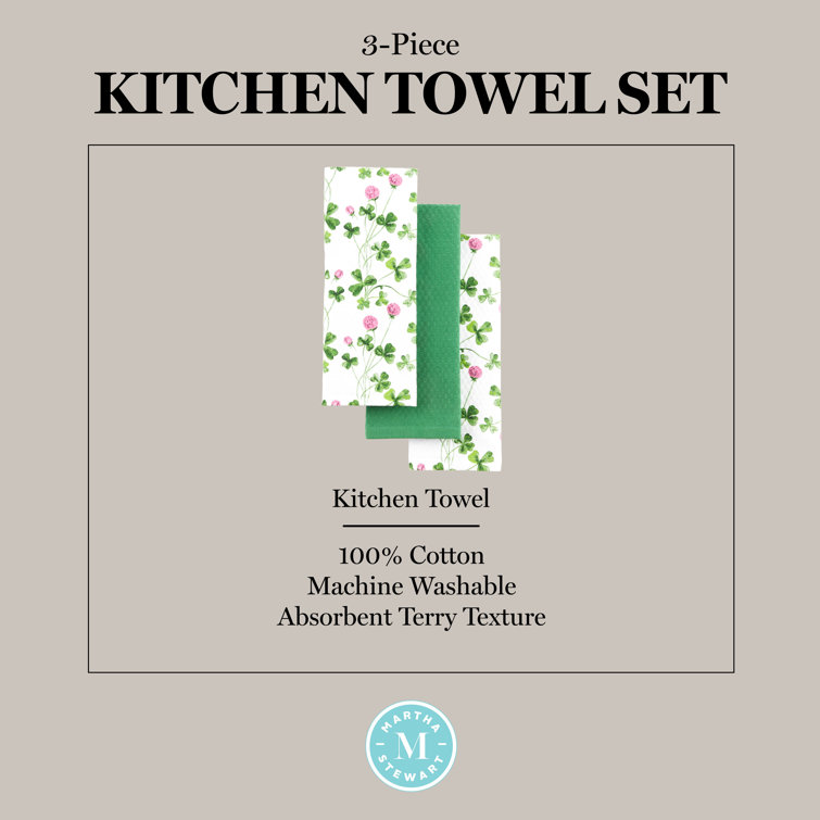 St. Patrick's Day Clover Meadow Cotton Kitchen Towel Set, 3-Pack