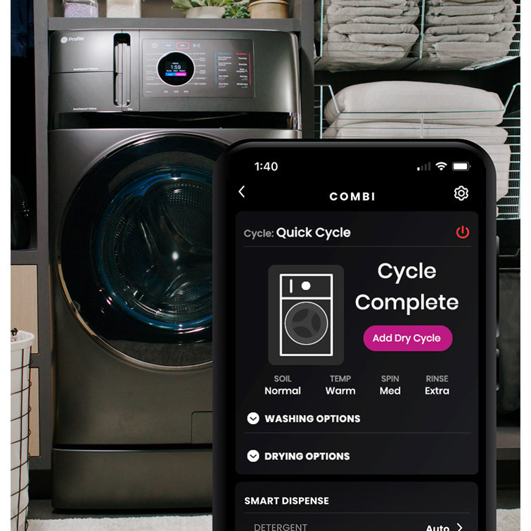Black 4.8 Cu. Ft. Smart Electric Washer/Dryer Combo