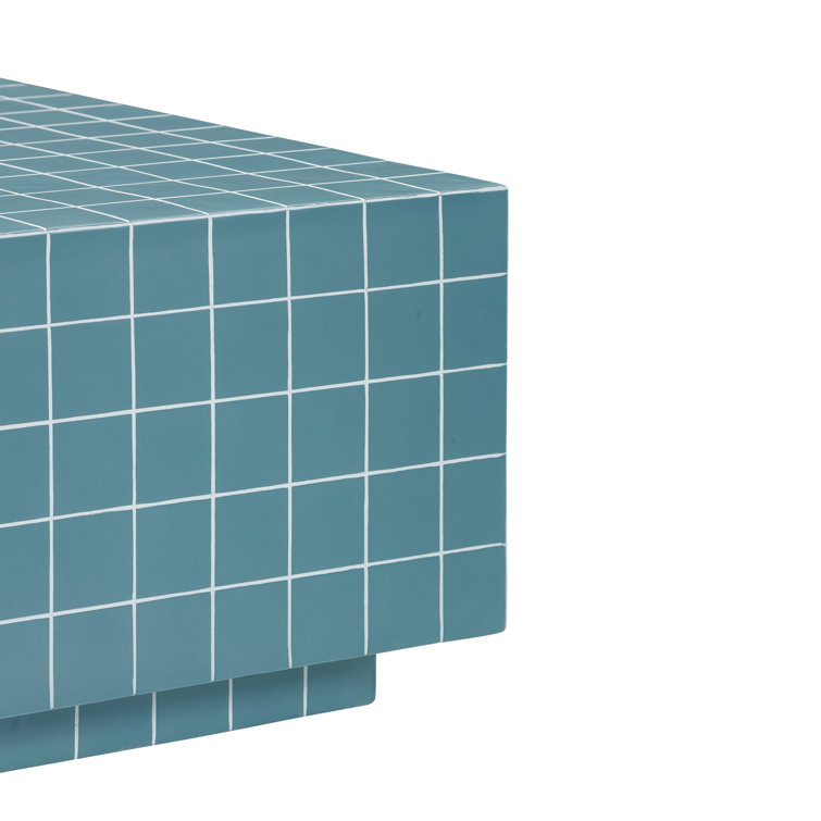 Blue Rectangular Tile Indoor/Outdoor Coffee Table