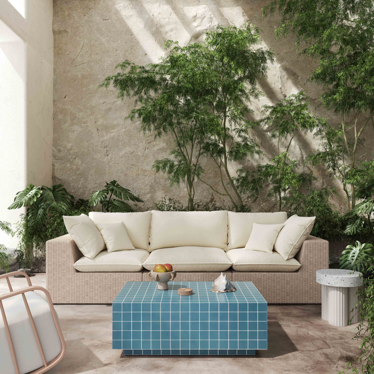 Blue Rectangular Tile Indoor/Outdoor Coffee Table