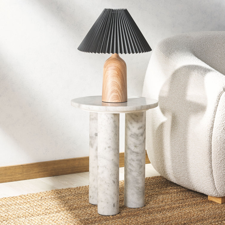 White Marble Round Three-Leg Accent Table