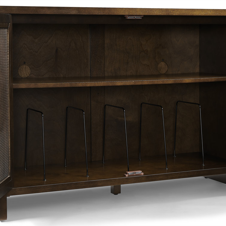 Kenji Handwoven Poly-Rattan 40'' Brown Media Console with Vinyl Storage